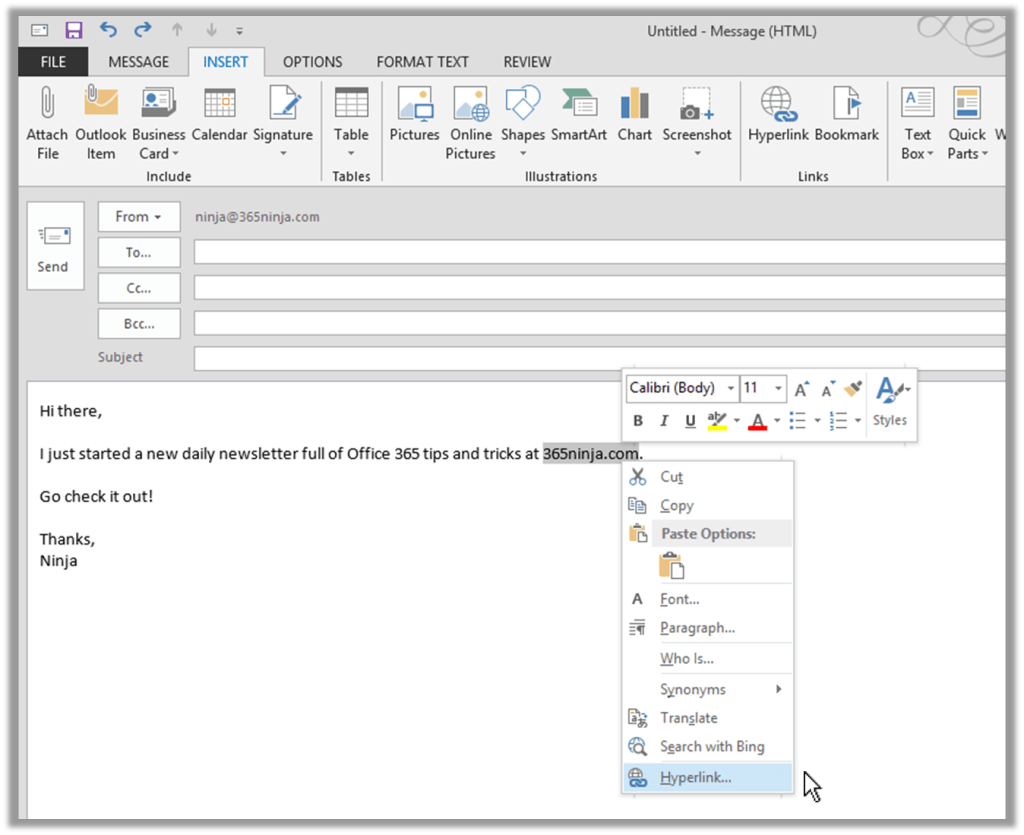 How to Add Hyperlink in Outlook Email? - keysdirect.us