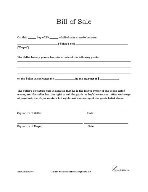 How to Make a Bill of Sale on Microsoft Word? - keysdirect.us